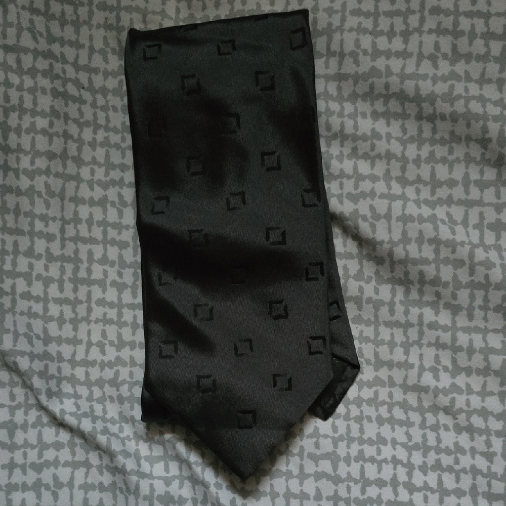 Armani Collezioni Dark Grey Silk Geometric Tie